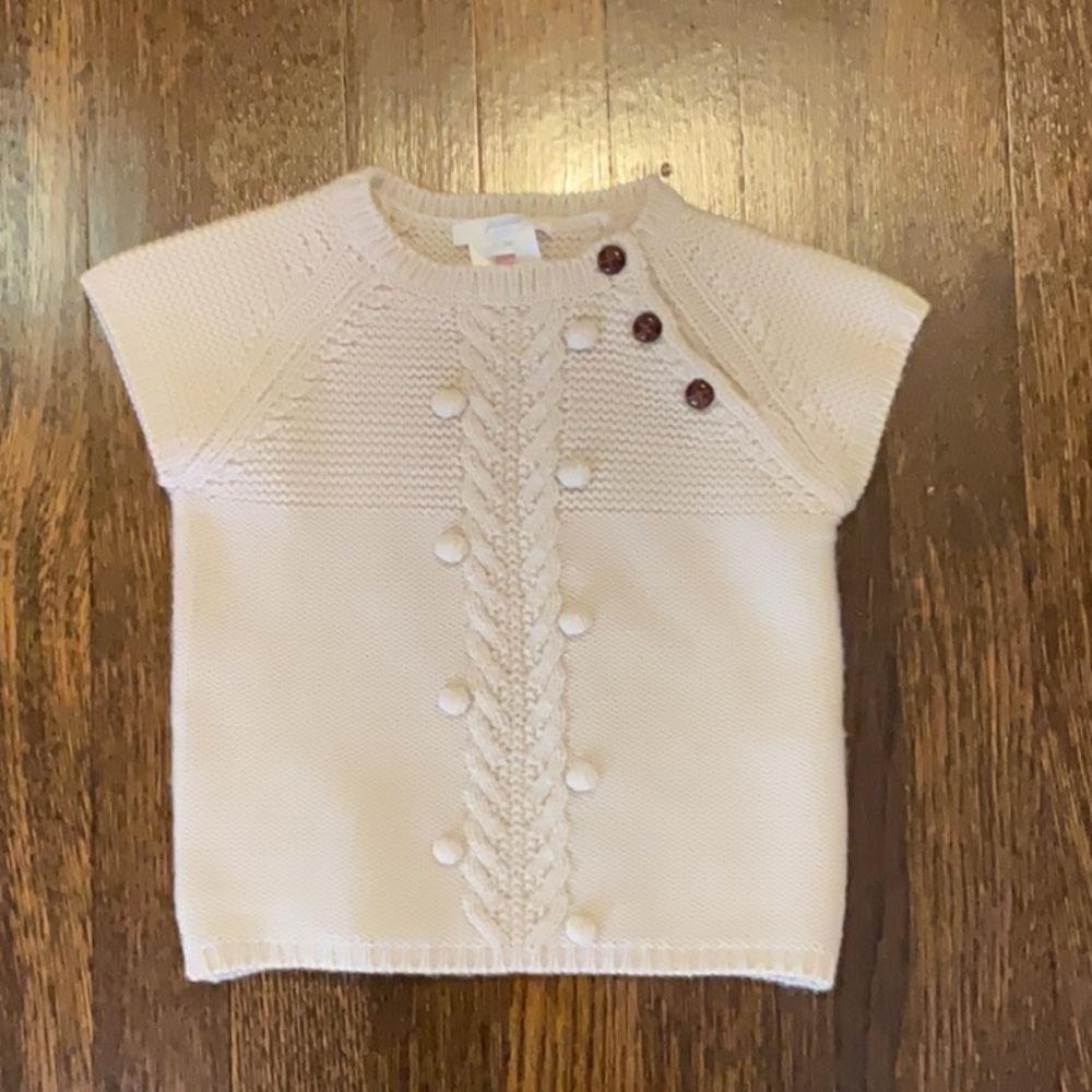 Jacadi White Cable Knit Sweater